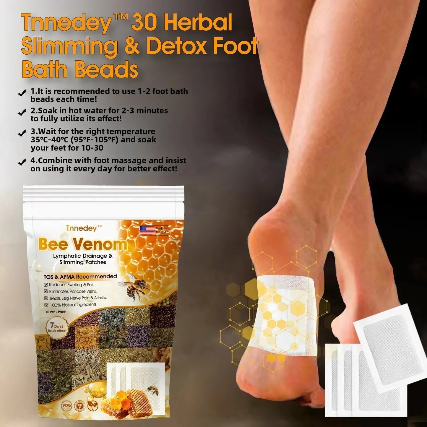 Bee Venom Lymphatic Drainage & Slimming Foot Patches 🌿👣 (BUY 10 GET 10 FREE)