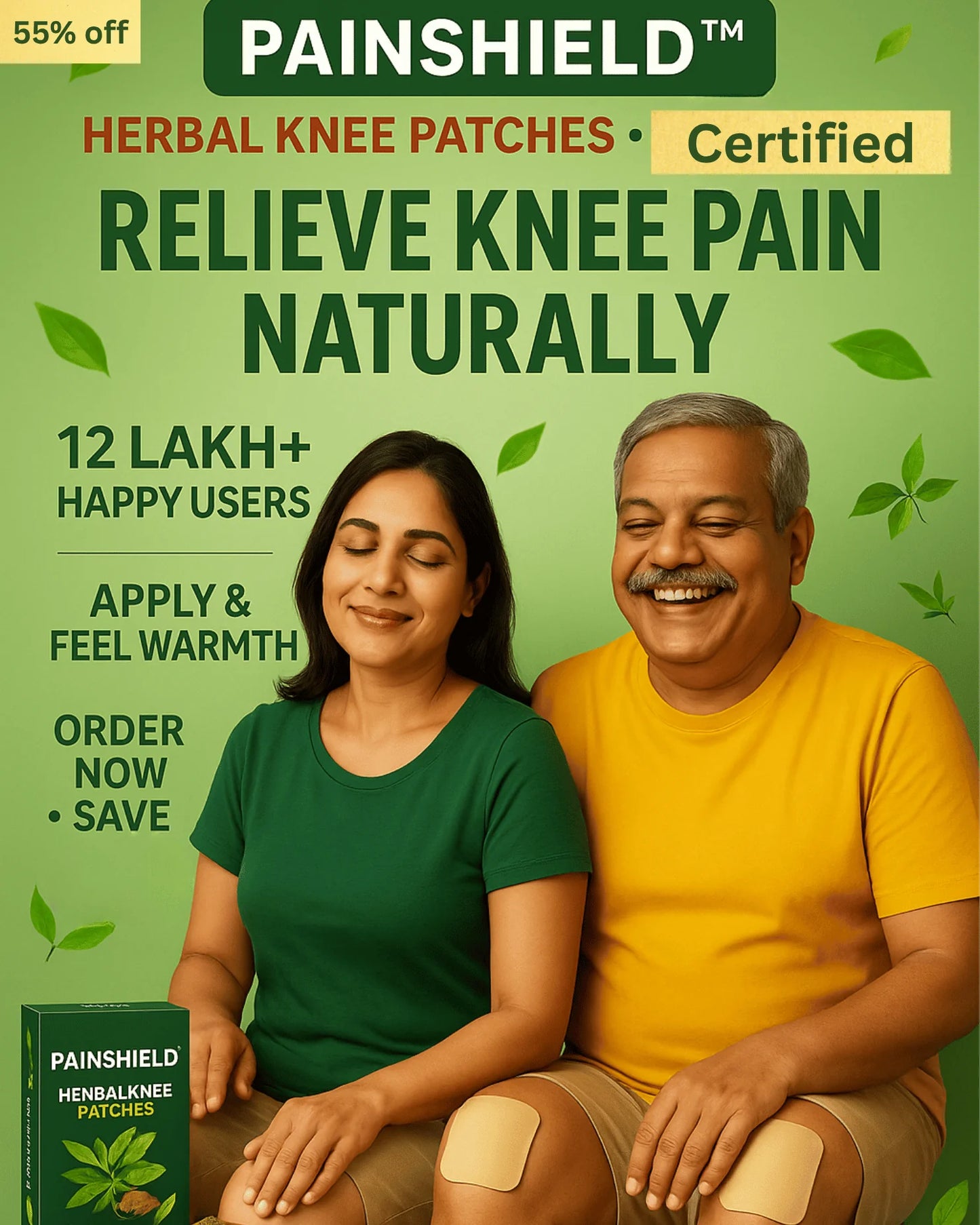 Herbal Knee Pain Relief Patches + FREE Herbal Oil Bottle